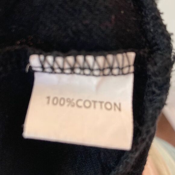 Jumpsuit 100% Cotton Womens Large Black Wide Leg Pedal Hem Laganlook Boho - Picture 4 of 7